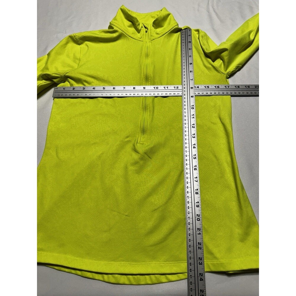 Nike Pro Dri Fit HyperWarm 1/2 Zip Pullover Running Yellow Women’s Large *READ - Picture 9 of 13